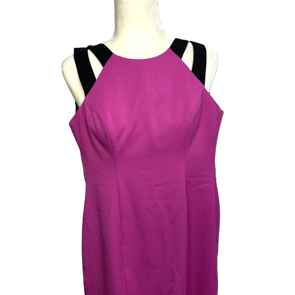 Black Halo Fuchsia Bodycon Dress Structured Strappy Sleeveless Size 2 Barbiecore - Picture 2 of 10